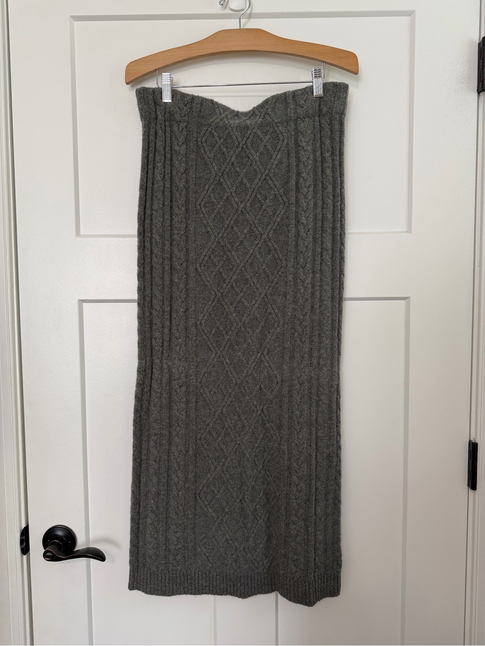 Lauren Ralph Lauren Cashmere Blend Cable Knit Maxi Sweater Skirt Gray M - Picture 3 of 8